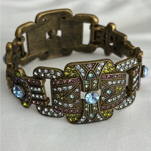 Signed Heidi Daus Rhinestone Statement Bracelet Art Deco Crystal 7.5